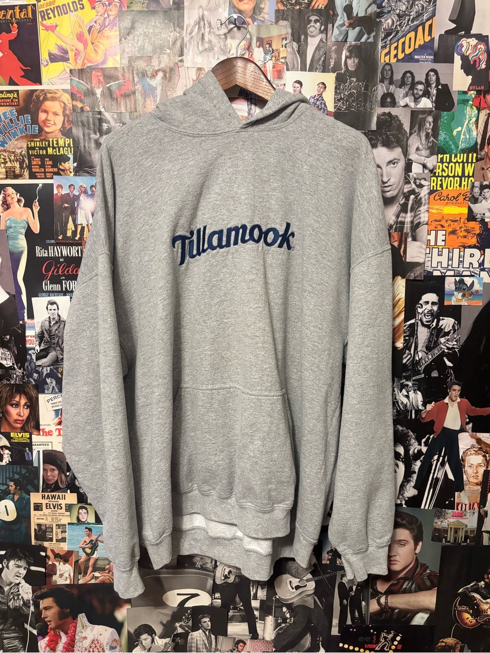Gildan Gray "Tillamook" Pullover Hoodie with Navy Script